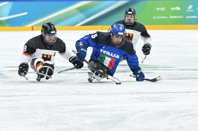 Para Ice hockey, Eishockey - Millano Cortina 2026 Winter Paralympics: Day 4 Para Ice Hockey - Milano Cortina 2026 Winter Paralympics: Day 4 MILANO SANTAGIULIA ICE HOCKEY ARENA MILANO, ITALY - MARCH 10: Preliminary Round - Group A Italy - Germany RENNHACK Frank (No. 8, Athlet, Forward, 12.10.1989, Club Dresdner Eisloewen) Impressions of Team Para Ice Hockey Germany playing Team ITA at March 10 at the Milano Cortina 2026 Winter Paralympics Para Ice Hockey Tournament in the Milano Santagiulia Ice Hockey Arena at day 4. (Photo by RALF KUCKUCK) Copyright 2026 Ralf Kuckuck Milano Milano Santagiulia Ice Hockey Arena Italy