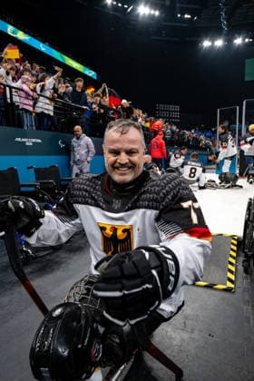 Para Ice hockey, Eishockey - Millano Cortina 2026 Winter Paralympics: Day 4 Para Ice Hockey - Milano Cortina 2026 Winter Paralympics: Day 4 MILANO SANTAGIULIA ICE HOCKEY ARENA MILANO, ITALY - MARCH 10: Preliminary Round - Group A Italy - Germany WEDDE Joerg (No. 77, Athlet, Forward, 18.08.1965, Club Hannover Ice Lions) Impressions of Team Para Ice Hockey Germany playing Team ITA at March 10 at the Milano Cortina 2026 Winter Paralympics Para Ice Hockey Tournament in the Milano Santagiulia Ice Hockey Arena at day 4. (Photo by RALF KUCKUCK) Copyright 2026 Ralf Kuckuck