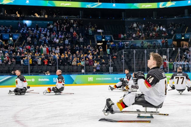 Para Ice hockey, Eishockey - Millano Cortina 2026 Winter Paralympics: Day 4 Para Ice Hockey - Milano Cortina 2026 Winter Paralympics: Day 4 MILANO SANTAGIULIA ICE HOCKEY ARENA MILANO, ITALY - MARCH 10: Preliminary Round - Group A Italy - Germany BUSSMANN Jano (No. 14, Athlet, Forward, 09.03.2007, Club Wiehl Penguins) Impressions of Team Para Ice Hockey Germany playing Team ITA at March 10 at the Milano Cortina 2026 Winter Paralympics Para Ice Hockey Tournament in the Milano Santagiulia Ice Hockey Arena at day 4. (Photo by RALF KUCKUCK) Copyright 2026 Ralf Kuckuck