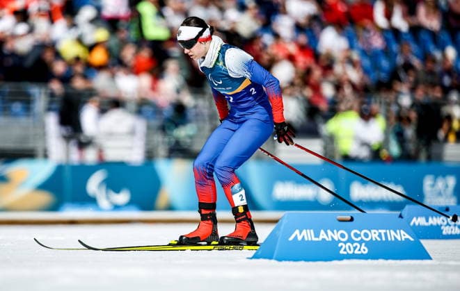 ITALY, TESERO - MARCH 10, 2026: Anastasia Bagiian of Russia competes in a women s para cross-country skiing classic vision impaired sprint semifinal at Tesero Cross-Country Stadium during the 2026 Winter Paralympic Games 2026 Winter Paralympics: Para Cross-Country Skiing  - ZUMAt113 20260310_zaa_t113_120 Copyright: xMikhailxTereshchenkox