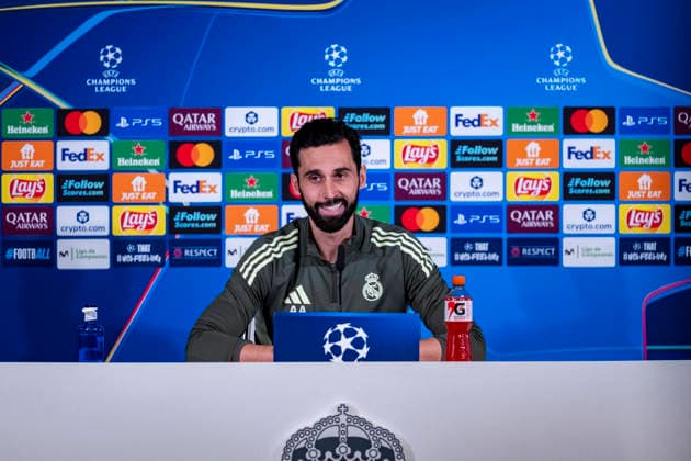 Real Madrid CF Training Session And press conference, PK, Pressekonferenz - UEFA Champions League 2025 26 Round of 16 First Leg MADRID, SPAIN - MARCH 10: Alvaro Arbeloa, head coach of Real Madrid, speaks during the Training Session and Press Conference ahead of the UEFA Champions League 2025 26 Round of 16 First Leg against Manchester City FC at Ciudad Real Madrid on March 10, 2026 in Madrid, Spain. (Photo by Alberto Gardin Eurasia Images Getty Images) Madrid Estadio Santiago Bernabeu Spain Copyright: xEurasiaxSportxImagesx ag6_rea_mad_press_10Mar2026_md_0563