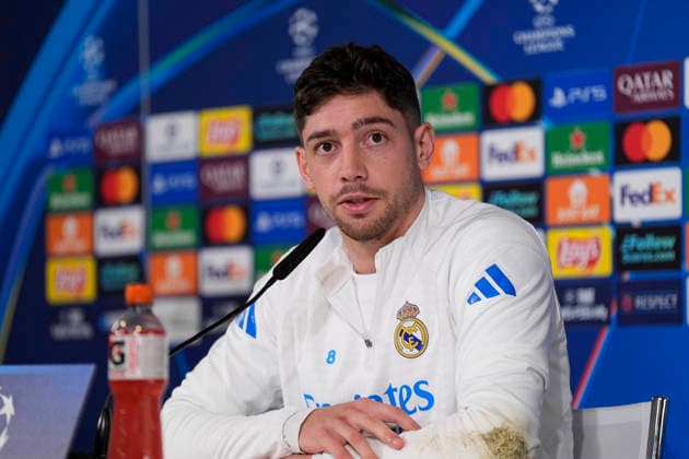 March 10, 2026, Valdebebas, Madrid, Spain: Federico Valverde attends his press conference, PK, Pressekonferenz during the training day of Real Madrid ahead the UEFA Champions League 2025 26, Round of 16 first leg, football match against Manchester City at Ciudad Deportiva Real Madrid on March 10, 2026, in Valdebebas, Madrid, Spain. Real Madrid Training And Press Conference - UEFA Champions League 2025 26 Round Of 16 First Leg  - ZUMAa181 20260310_zaa_a181_022 Copyright: xOscarxJ.xBarrosox