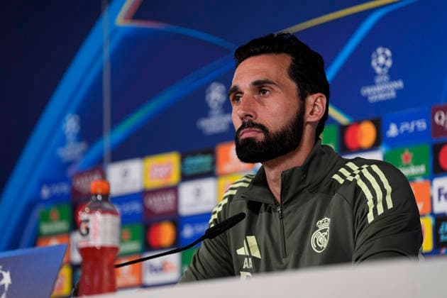 March 10, 2026, Valdebebas, Madrid, Spain: Alvaro Arbeloa attends his press conference, PK, Pressekonferenz during the training day of Real Madrid ahead the UEFA Champions League 2025 26, Round of 16 first leg, football match against Manchester City at Ciudad Deportiva Real Madrid on March 10, 2026, in Valdebebas, Madrid, Spain. Real Madrid Training And Press Conference - UEFA Champions League 2025 26 Round Of 16 First Leg  - ZUMAa181 20260310_zaa_a181_025 Copyright: xOscarxJ.xBarrosox