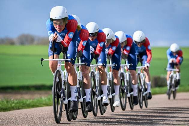 Paris Nice 2026 Stage 3 POUILLY-SUR-LOIRE, FRANCE - MARCH 10 : Team Groupama - FDJ United in action during stage 3 of the 84th edition of Paris - Nice an UCI World Tour 2.UWT Team Time Trial stage for Men Elite of 23.5 km with start in Cosne-Cours-sur-Loire and finish in Pouilly-sur-Loire on March 10, 2026 in Pouilly-sur-Loire, France, 10 03 2026 ( Motordriver Guy De Vuyst - Pouilly-sur-Loire France  Copyright: xNicoxVereeckenx