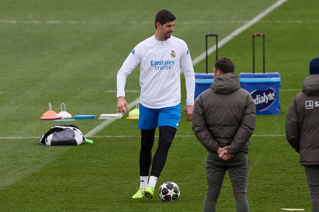 March 10, 2026, Madrid, Spain: Thibaut Courtois of Real Madrid CF seen in action during the training session at Ciudad Real Madrid, on the eve of the UEFA Champions League 2025 2026 Round of 16 first leg football match between Real Madrid CF and Manchester City. Real Madrid CF Training Session And press conference, PK, Pressekonferenz In Spain - 10 Mar 2026  - ZUMAs197 20260310_aaa_s197_008 Copyright: xFedericoxTitonex