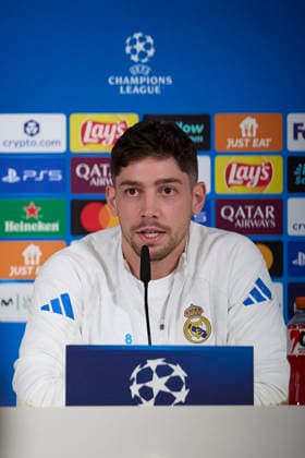 March 10, 2026, Madrid, Spain: Federico Valverde of Real Madrid CF attends a press conference, PK, Pressekonferenz during the training session at Ciudad Real Madrid, on the eve of the UEFA Champions League 2025 2026 Round of 16 first leg football match between Real Madrid CF and Manchester City. Real Madrid CF Training Session And Press Conference In Spain - 10 Mar 2026  - ZUMAs197 20260310_aaa_s197_023 Copyright: xFedericoxTitonex