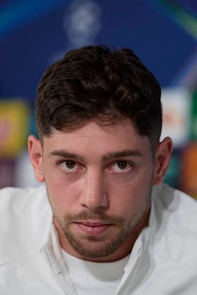 March 10, 2026, Madrid, Spain: Federico Valverde of Real Madrid CF attends a press conference, PK, Pressekonferenz during the training session at Ciudad Real Madrid, on the eve of the UEFA Champions League 2025 2026 Round of 16 first leg football match between Real Madrid CF and Manchester City. Real Madrid CF Training Session And Press Conference In Spain - 10 Mar 2026  - ZUMAs197 20260310_aaa_s197_025 Copyright: xFedericoxTitonex