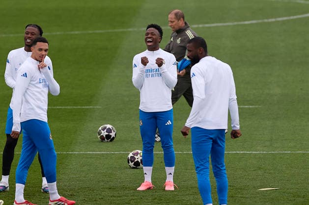 March 10, 2026, Madrid, Spain: Vinicius Junior of Real Madrid CF reacts during the training session at Ciudad Real Madrid, on the eve of the UEFA Champions League 2025 2026 Round of 16 first leg football match between Real Madrid CF and Manchester City. Real Madrid CF Training Session And press conference, PK, Pressekonferenz In Spain - 10 Mar 2026  - ZUMAs197 20260310_aaa_s197_040 Copyright: xFedericoxTitonex