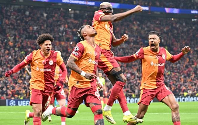 Galatasaray v Liverpool - UEFA Champions League ISTANBUL, TURKIYE - MARCH 10: Mario Lemina (2nd L) of Galatasaray celebrates with teammates after scoring during the UEFA Champions League round of 16 play-off first leg match between Galatasaray and Liverpool at RAMS Park in Istanbul, Turkiye, on March 10, 2026. Elif Ozturk Anadolu Istanbul Turkey. Editorial use only. Please get in touch for any other usage.  Copyright: x2026xAnadoluxElifxOzturkx