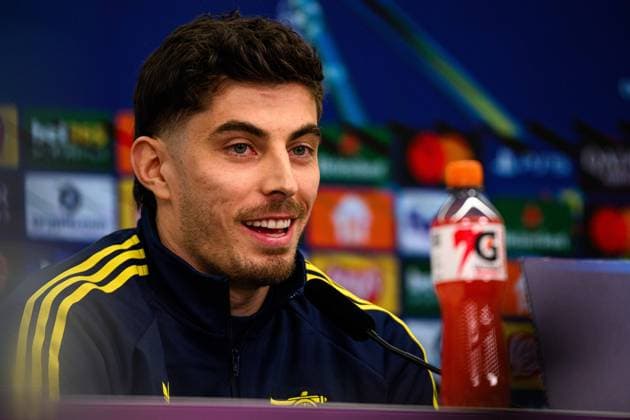 LEVERKUSEN, GERMANY - 10 MARCH, 2026: Kai Havertz - press conference, PK, Pressekonferenz The match of UEFA Champions League Bayer Leverkusen vs Arsenal London at BayArena.  Copyright: xVitaliixKliuievx