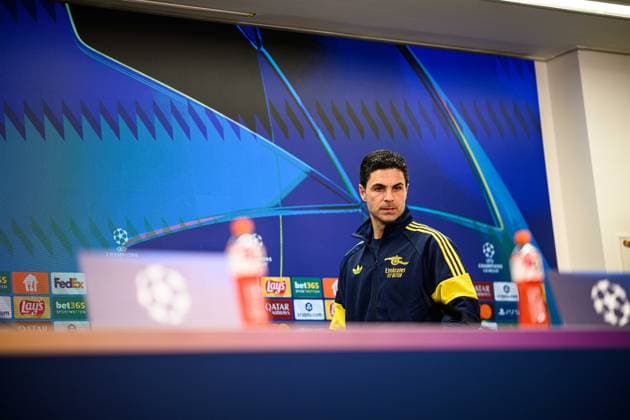 LEVERKUSEN, GERMANY - 10 MARCH, 2026: Mikel Arteta - press conference, PK, Pressekonferenz The match of UEFA Champions League Bayer Leverkusen vs Arsenal London at BayArena.  Copyright: xVitaliixKliuievx