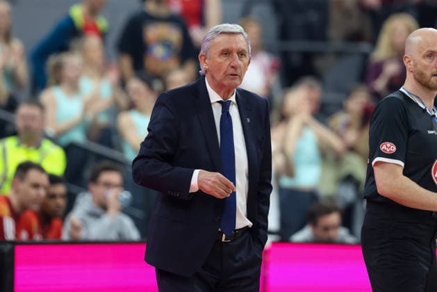 Svetislav Pesic (FC Bayern Basketball, Chef-Trainer), GER, FC Bayern Basketball vs. Basketball Loewen Braunschweig, Basketball, easycredit Basketball Bundesliga, 25. Spieltag, Saison 2025 2026, 10.03.2026, GER, FC Bayern Basketball vs. Basketball Loewen Braunschweig, Basketball, easycredit Basketball Bundesliga, 25. Spieltag, Saison 2025 2026, 10.03.2026 Muenchen Copyright: xEibner-Pressefoto JennixMaulx EP_JML