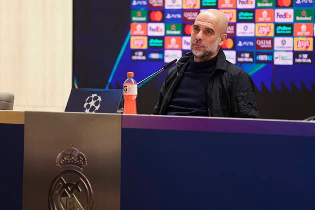 March 10, 2026, Madrid, Madrid, Spain: Pep Guardiola, head coach, attends the press conference, PK, Pressekonferenz of Manchester City ahead the UEFA Champions League 2025 26, Round of 16 first leg, football match against Real Madrid at Santiago Bernabeu stadium on March 10, 2026, in Madrid, Spain. Manchester City Press Conference - UEFA Champions League 2025 26 Round Of 16 First Leg - ZUMAa181 20260310_zaa_a181_043 Copyright: xIrinaxR.xHipolitox
