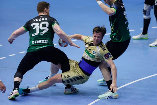 RK Nexe v Recken v TSV Hannover-Burgdorf - EHF European League Men 2025 2026 NASICE, CROATIA - MARCH 10: Thomas Solstad of of TSV Hannover-Burgdorf in action during the EHF European League Men 2025 2026 match between RK Nexe and Recken - TSV Hannover-Burgdorf at Sports Hall King Tomislav on March 10, 2026 in Nasice, Croatia.  DavorxJavorovic PIXSELL