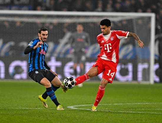 10.03.2026, Fussball UEFA Championsleague 2025 2026: Achtelfinale, Atalanta Bergamo - FC Bayern München, in der New Balance Arena (Bergamo, Italien), Luis Diaz (FC Bayern München)