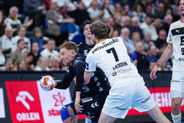 Simon Pytlick (SG Flensburg-Handewitt, 02), Magnus Landin (THW Kiel, 07) GER, THW Kiel vs. SG Flensburg-Handewitt, Handball, EHF European League, Hauptrunde, Saison 2025 2026, 10.03.2026 GER, THW Kiel vs. SG Flensburg-Handewitt, Handball, EHF European League, Hauptrunde, Saison 2025 2026, 10.03.2026 Kiel Copyright: xEibner-Pressefoto MarcelxvonxFehrnx EP_MFN