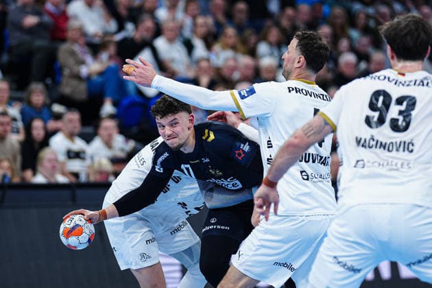 Rasmus Ankermann (THW Kiel, 22), Marco Grgic (SG Flensburg-Handewitt, 17), Domagoj Duvnjak (THW Kiel, 04) GER, THW Kiel vs. SG Flensburg-Handewitt, Handball, EHF European League, Hauptrunde, Saison 2025 2026, 10.03.2026 GER, THW Kiel vs. SG Flensburg-Handewitt, Handball, EHF European League, Hauptrunde, Saison 2025 2026, 10.03.2026 Kiel Copyright: xEibner-Pressefoto MarcelxvonxFehrnx EP_MFN