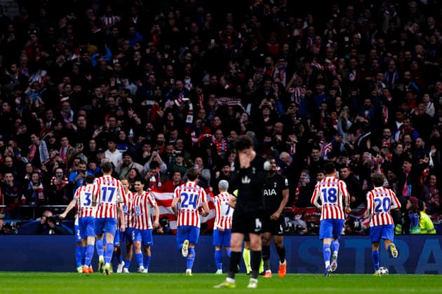 UEFA champions league - Atletico de Madrid vs Tottenham Hotspur MADRID,SPAIN - 10 March:Several players of Atletico de Madrid Celebrates a goal during UEFA champions league 2025 26 Round of 16 first leg match between Atletico de Madrid and Tottenham Hotspur at Riyadh Air Metropolitano Stadium. (Photo by Guille Martinez f22photo) Madrid Riyadh Air Metropolitano Stadium Spain Copyright: xGuillermoxMartinezx