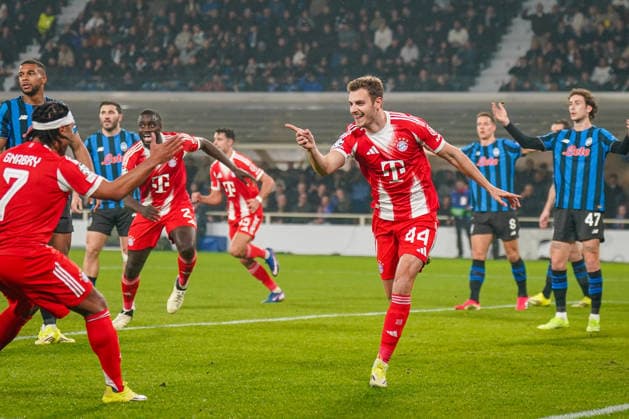 Italien: Fussball UEFA Champions League 2025 - 2026, Achtelfinale - Atalanta Bergamo vs FC Bayern München - New Balance Arena (Bergamo): Tor und Torjubel zum 0:1 durch Luis Diaz Luis Diaz (FC Bayern München, 14) Freude, Emotionen, Jubel Copyright: xJOERANxSTEINSIEKx