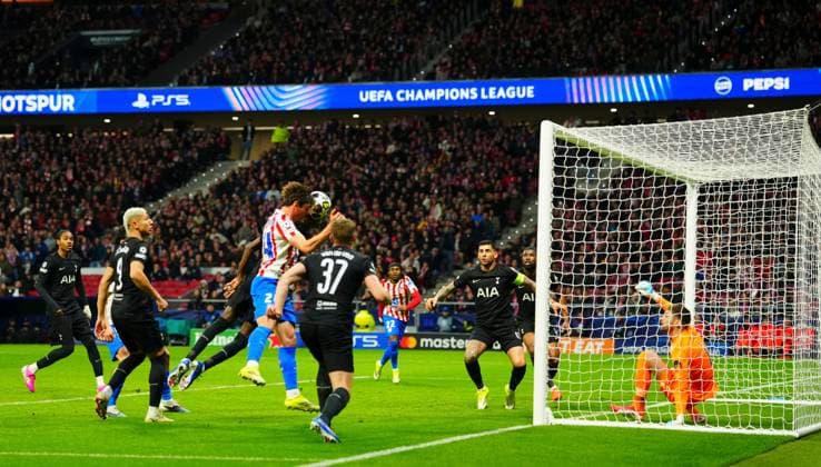 Robin Le Normand of Atletico Madrid scores a goal to make it 4-0 Atletico Madrid v Tottenham Hotspur, UEFA Champions League, Round of 16, First Leg, Football, Riyadh Air Metropolitano, Madrid, Spain - 10 Mar 2026Madrid Riyadh Air Metropolitano Spain EDITORIAL USE ONLY No use with unauthorised audio, video, data, fixture lists, club league logos or live services. Online in-match use limited to 120 images, no video emulation. No use in betting, games or single club league player publications. Copyright: xJavierxGarcia Shutterstockx 16740273al