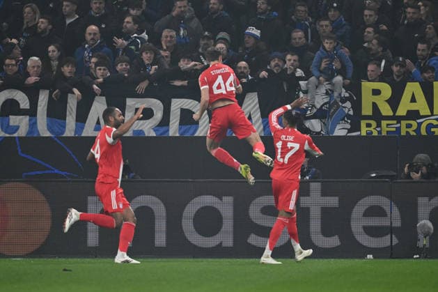Josip Stanisic of F.C. Bayern Munchen celebrates after scoring the goal of 0-1 during the UEFA Champions League 2025 26 League Round of 16 First Leg match between Atalanta B.C. v Bayern Munchen at the Bergamo Stadium on March 10, 2026 in Bergamo, Italy.  Copyright: xDomenicoxCippitelli IPAxSportx xipa-agency.netx xx IPA_72679764 IPA_Agency_IPA72679764