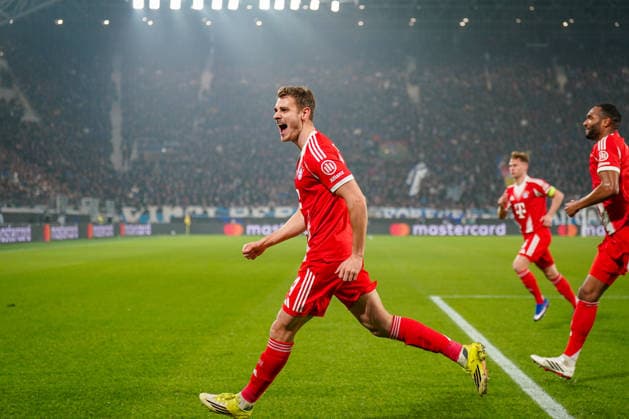 Italien: Fussball UEFA Champions League 2025 - 2026, Achtelfinale - Atalanta Bergamo vs FC Bayern München - New Balance Arena (Bergamo): Tor und Torjubel zum 0:1 durch Luis Diaz Luis Diaz (FC Bayern München, 14) Freude, Emotionen, Jubel Copyright: xJOERANxSTEINSIEKx