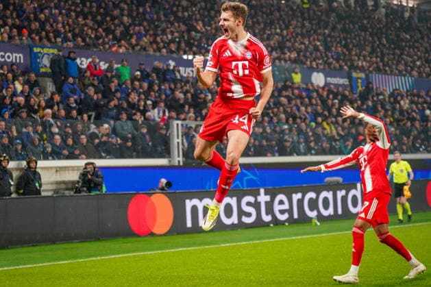 Italien: Fussball UEFA Champions League 2025 - 2026, Achtelfinale - Atalanta Bergamo vs FC Bayern München - New Balance Arena (Bergamo): Tor und Torjubel zum 0:1 durch Luis Diaz Luis Diaz (FC Bayern München, 14) Freude, Emotionen, Jubel Copyright: xJOERANxSTEINSIEKx