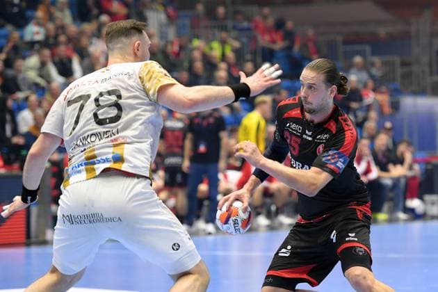 Olle Forsell Schefvert (MT Melsungen 25) (am Ball), Wiktor Jankowski (HC Vardar 78) (L) , GER, MT Melsungen - HC Vardar 1961 PRO Skopje (MKD), Handball, EHF European League Maenner, Main Round, Saison 2025 2026, 10.03.2026, GER, MT Melsungen - HC Vardar Skopje, Handball, EHF Maenner, Main Round, Saison 2025 2026, 10.03.2026 Kassel Copyright: xEibner-Pressefotox xRolandxSippelx EP_RSL