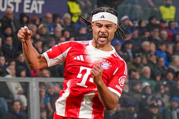 Italien: Fussball UEFA Champions League 2025 - 2026, Achtelfinale - Atalanta Bergamo vs FC Bayern München - New Balance Arena (Bergamo): Tor und Torjubel zum 0:2 durch Serge Gnabry (FC Bayern München, 7) Freude, Emotionen, Jubel, Mimik, Gesichtsausdruck, Emotion Copyright: xJOERANxSTEINSIEKx