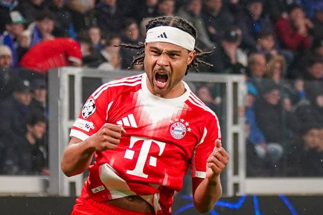 Italien: Fussball UEFA Champions League 2025 - 2026, Achtelfinale - Atalanta Bergamo vs FC Bayern München - New Balance Arena (Bergamo): Tor und Torjubel zum 0:2 durch Serge Gnabry (FC Bayern München, 7) Freude, Emotionen, Jubel, Mimik, Gesichtsausdruck, Emotion Copyright: xJOERANxSTEINSIEKx