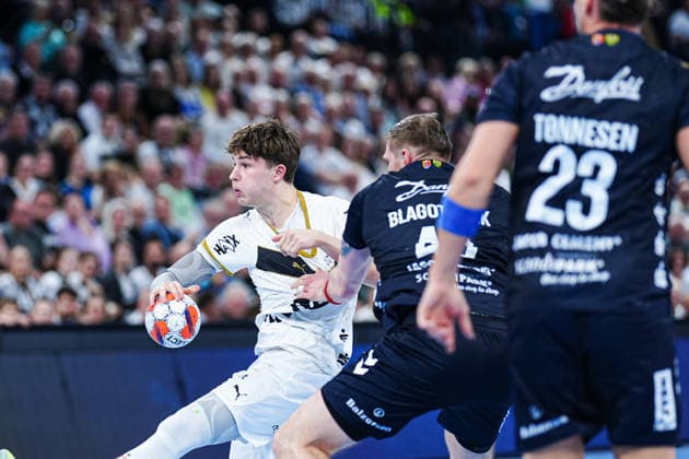 Rasmus Ankermann (THW Kiel, 22), Blaz Blagotinsek (SG Flensburg-Handewitt, 43) GER, THW Kiel vs. SG Flensburg-Handewitt, Handball, EHF European League, Hauptrunde, Saison 2025 2026, 10.03.2026 GER, THW Kiel vs. SG Flensburg-Handewitt, Handball, EHF European League, Hauptrunde, Saison 2025 2026, 10.03.2026 Kiel Copyright: xEibner-Pressefoto MarcelxvonxFehrnx EP_MFN