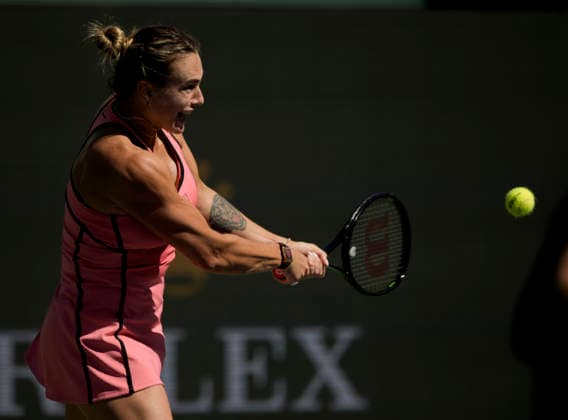 March 10, 2026 Aryna Sabalenka returns a shot against Naomi Osaka (JPN) during their fourth round match at the BNP Paribas Open held at the Indian Wells Tennis Garden in Indian Wells, California. California. Mandatory Photo Credit : CSM Tennis 2026: BNP Paribas Open MAR 10  - ZUMAc04_ 20260310_zma_c04_013 Copyright: xCharlesxBausx