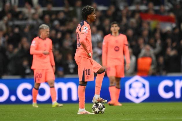Lamine Yamal of Barcelona looks dejected after the 1st goal scored by Harvey Barnes of Newcastle United Newcastle United v Barcelona, UEFA Champions League, Round of 16, First Leg, Football, St James Park, Newcastle, UK - 10 Mar 2026Newcastle St James Park United Kingdom EDITORIAL USE ONLY No use with unauthorised audio, video, data, fixture lists, club league logos or live services. Online in-match use limited to 120 images, no video emulation. No use in betting, games or single club league player publications. Copyright: xRichardxLee Shutterstockx 16740284by