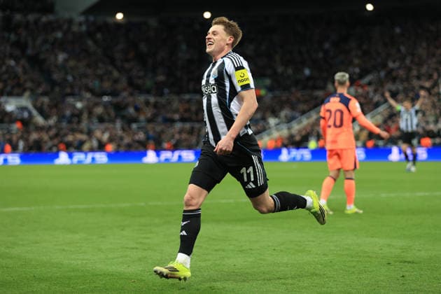 Newcastle United v FC Barcelona, Barca 10 March 2026 Newcastle-upon-Tyne - UEFA Champions League - Round of 16 (1st Leg) - Newcastle United v FC Barcelona - Harvey Barnes of Newcastle United celebrates after scoring the opening goal - Photo: Simon Stacpoole Offside. Newcastle-upon-Tyne UK Copyright: xSimonxStacpoolexOffside