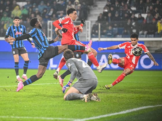 Jamal Musiala (FC Bayern München) scores his team s sixth goal during the UEFA Champions League 2025 26 Round of 16 First Leg match between Atalanta BC and FC Bayern München at Stadio di Bergamo on March 10, 2026 in Bergamo, Italy. (Photo by Harry Langer DeFodi Images) -