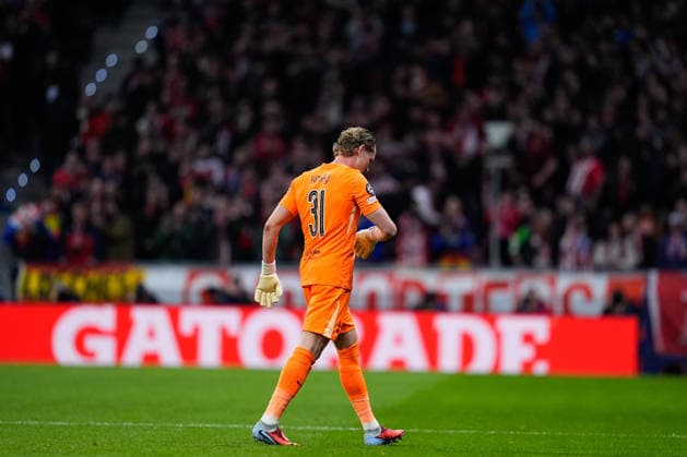 March 10, 2026, Madrid, Madrid, Spain: Antonin Kinsky of Tottenham Hotspur leave the field during the UEFA Champions League 2025 26 Round of 16 First Leg match between Atletico de Madrid and Tottenham Hotspur at Riyadh Air Metropolitano on March 10, 2026, in Madrid, Spain. Madrid Spain - ZUMAa181 20260310_zaa_a181_186 Copyright: xDennisxAgyemanx