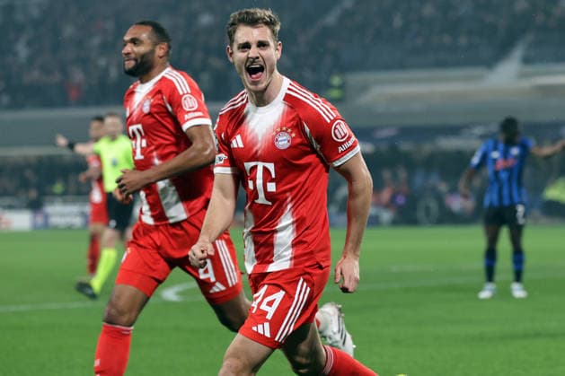 Atalanta B.C. v F.C. Bayern Munich, UEFA Champions League, Bergamo, Italy Bergamo, Italy. 10th, March 2026. Josip Stanisic (44) of FC Bayern Munchen celebrates after scoring for 0-1 during the UEFA Champions League match between Atalanta B.C. and F.C. Bayern Munich at New Balance Arena in Bergamo. Italy, Bergamo  Copyright: xGonzalesxPhoto StefanoxNicolix