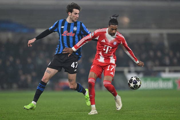 CALCIO - UEFA Champions League - Atalanta BC vs FC Bayern Munchen Lorenzo Bernasconi of Atalanta B.C. and Michael Olise of F.C. Bayern Munchen are in action during the UEFA Champions League 2025 26 League Round of 16 First Leg match between Atalanta B.C. v Bayern Munchen at the Bergamo Stadium on March 10, 2026 in Bergamo, Italy. Bergamo Italy  Copyright: xIPAxSport ABACAx
