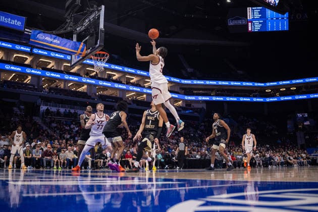 March 10, 2026: Virginia Tech Hokies guard Ben Hammond (3) shoots the ball against the Wake Forest Demon Deacons during the second half of the 2025 ACC Men s Baskeetball Championship at Spectrum Center in Charlotte, NC. ( ) Charlotte United States - ZUMAc04_ 20260310_zma_c04_148 Copyright: xScottxKinserx