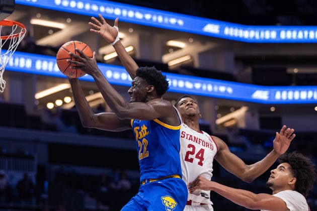 March 10, 2026: Pittsburgh Panthers guard Barry Dunning Jr. (22) shoots the ball against Stanford Cardinal forward Jaylen Thompson (24) during the first half of the 2025 ACC Men s Baskeetball Championship at Spectrum Center in Charlotte, NC. ( ) Charlotte United States - ZUMAc04_ 20260310_zma_c04_171 Copyright: xScottxKinserx