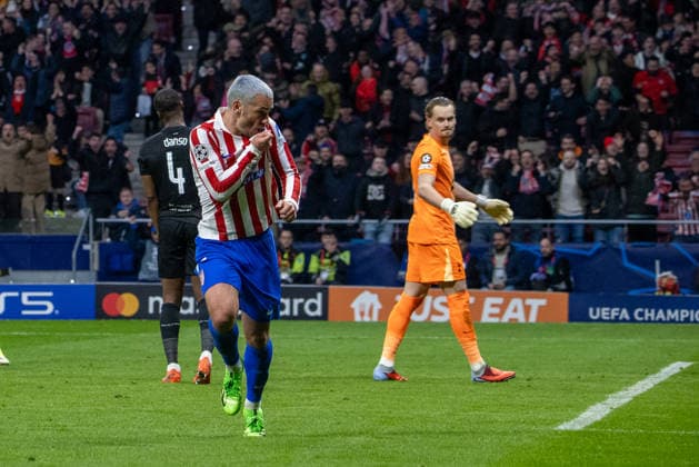 UCL: Atletico de Madrid vs Tottenham Antoine Griezmann of AtlÃ tico de Madrid celebrates a goal during the UEFA Champions League match between AtlÃ tico de Madrid and Tottenham Hotspur at the Metropolitano Stadium. MADRID SPAIN Copyright: xDavidxCanalesx xSOPAxImagesx DCUCLATMTOT260310(13)