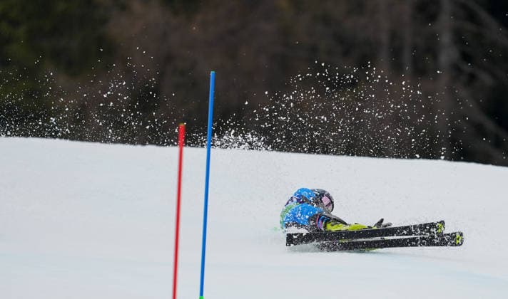 (260311) -- CORTINA D AMPEZZO, March 11, 2026 -- Aleksei Bugaev of Russia falls during the Para Alpine Skiing Men s Alpine Combined Standing event at the Milan-Cortina 2026 Paralympic Winter games, Winterspiele,Spiele, Summer games in Cortina D ampezzo, Italy, March 10, 2026. ) (SP)ITALY-CORTINA D AMPEZZO-PARALYMPIC WINTER GAMES-PARA ALPINE SKIING-MEN S ALPINE COMBINED-STANDING WangxKaiyan 