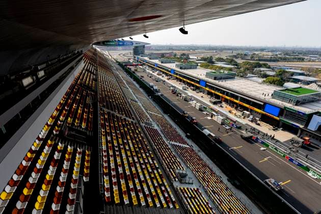 SHANGHAI - Overview of the Formula 1 China Shanghai Circuit at Albert Park on March 11, 2025 in Shanghai, China. (Photo by DeFodi Images) -