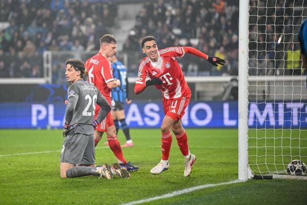 Jamal Musiala (FC Bayern München) celebrates after scoring his team s sixth goal during the UEFA Champions League 2025 26 Round of 16 First Leg match between Atalanta BC and FC Bayern München at Stadio di Bergamo on March 10, 2026 in Bergamo, Italy. (Photo by Harry Langer DeFodi Images) -