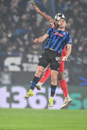 Nikola Krst (Atalanta BC) und Jonathan Tah (FC Bayern München) battle for the ball during the UEFA Champions League 2025 26 Round of 16 First Leg match between Atalanta BC and FC Bayern München at Stadio di Bergamo on March 10, 2026 in Bergamo, Italy. (Photo by Harry Langer DeFodi Images) -