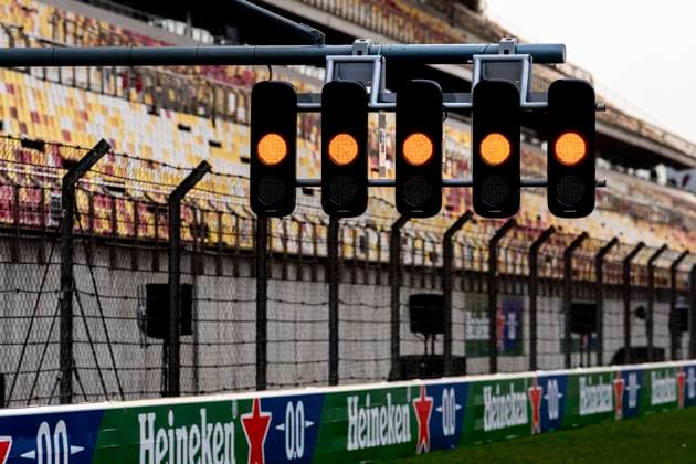SHANGHAI - Start lights during the Formula 1 China Shanghai Circuit overview at Albert Park on March 11, 2025 in Shanghai, China. (Photo by DeFodi Images) -