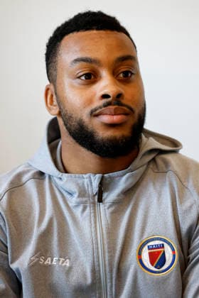Weißenthurm, Deutschland, 10.03.2026 FC Cosmos Koblenz Interview mit dem Torwart Josue DUVERGER ( FC Cosmos Koblenz ) in den Räumen der Geschäftsstelle des FC Cosmos Koblenz in Weißenthurm Der Torwart des Oberligisten ist auch der Torwart der Fussball Nationalmannschaft von Haiti und wird bei der FIFA-Fussball-Weltmeisterschaft in den USA sein Land vertreten. *** Weißenthurm, Germany, 10 03 2026 FC Cosmos Koblenz Interview with goalkeeper Josue DUVERGER FC Cosmos Koblenz in the offices of FC Cosmos Koblenz in Weißenthurm The goalkeeper of the Oberliga club is also the goalkeeper of the Haiti national football team and will represent his country at the FIFA World Cup in the USA