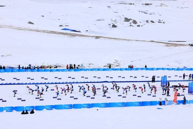 2025-2026 National Cross Country Skiing Championship Athletes chase on the cross-country skiing track in the 50 kilometer collective departure (traditional technique) event of the 2025-2026 National Cross Country Skiing Championship in Altay, Xinjiang, China on March 11, 2026. Altay Xinjiang China  Copyright: xArdaqx