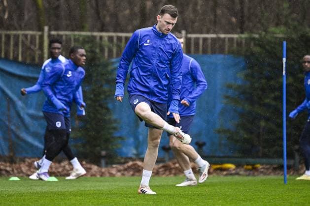 Genk s Bryan Heynen pictured in action during a training session of Belgian soccer team KRC Genk, Wednesday 11 March 2026 in Genk. The team is preparing for tomorrow s match against German Freiburg, the first leg of the 1 16 Finals of the UEFA Europa League tournament. TOM GOYVAERTS TomxGoyvaerts  x167126100x