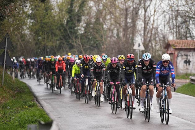 The race during the 221-kilometer Stage 3 of the Tirreno-Adriatico cycling race from Cortona to Magliano de™ Marsi - Italy - Wednesday, March 11, 2026. - cycling .  Copyright: xMarcoxAlpozzi LaPressex